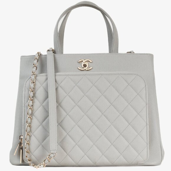 Chanel Business Affinity Large Grey Caviar Leather GHW Quilted Tote - Picture 1 of 16
